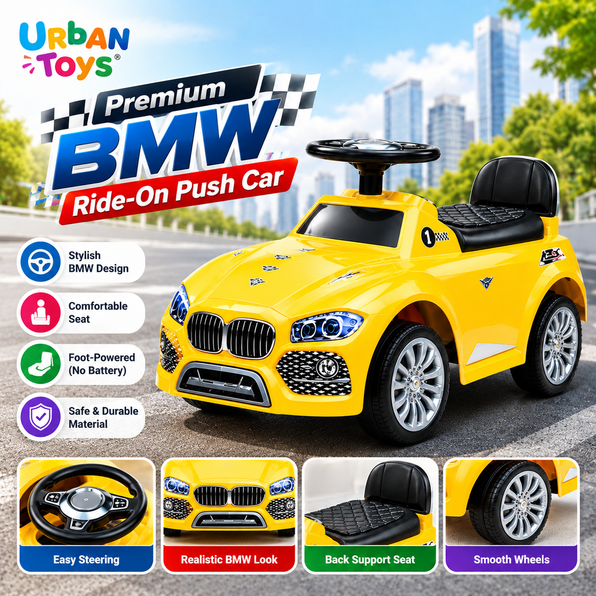 Premium BMW Style Kids Ride-On Push Car